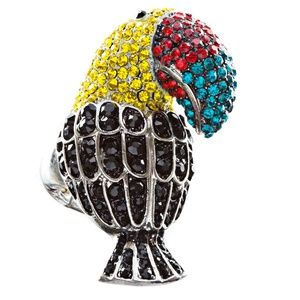 Exotic Colorful 3D Parrot Rhinestone Stretch Ring